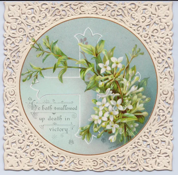 Framed Print : White flowers on an Easter card