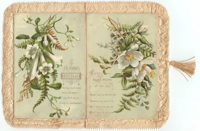 Framed Print : White flowers on a fringed birthday card Framed Print : White flowers on a fringed birthday card