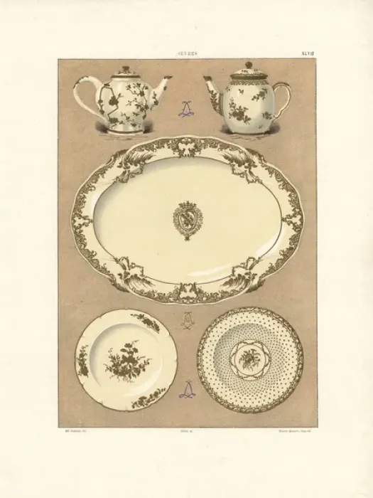 Framed Print : White and gold porcelain service Framed Print : White and gold porcelain service