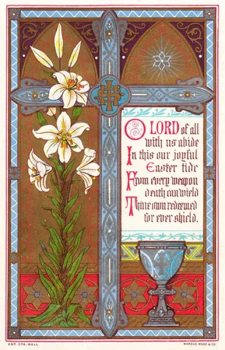 Framed Print : White lilies, cross and cup on an Easter card Framed Print : White lilies, cross and cup on an Easter card