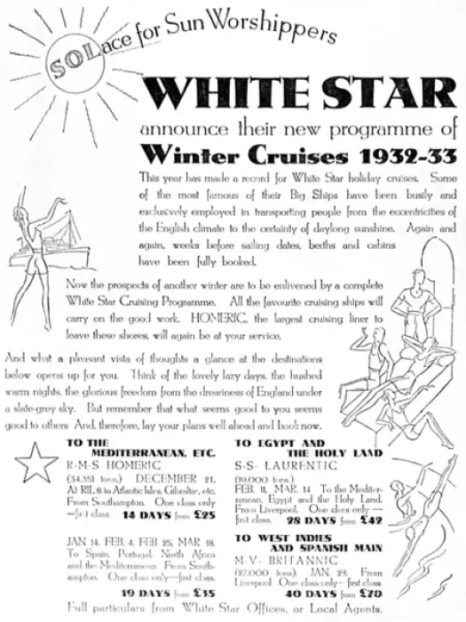Framed Print : White Star advertisement for winter cruises Framed Print : White Star advertisement for winter cruises