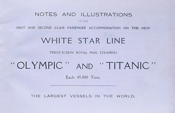 White Star Line 1st and 2nd Class booklet