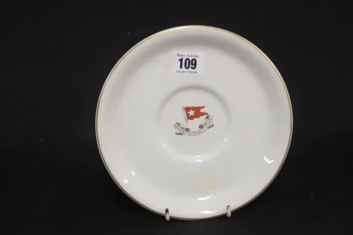 Framed Print : White Star Line - bouillon dish with logo Framed Print : White Star Line - bouillon dish with logo