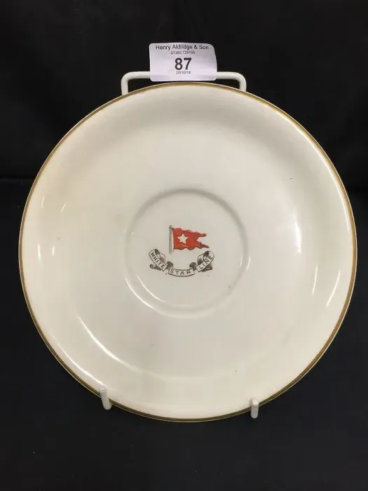 Framed Print : White Star Line - bouillon plate with logo Framed Print : White Star Line - bouillon plate with logo