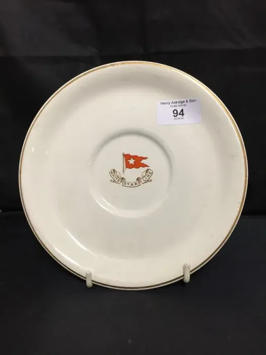 Framed Print : White Star Line - bouillon plate with logo Framed Print : White Star Line - bouillon plate with logo