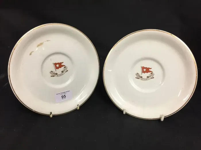 Framed Print : White Star Line - two bouillon plates with logo Framed Print : White Star Line - two bouillon plates with logo