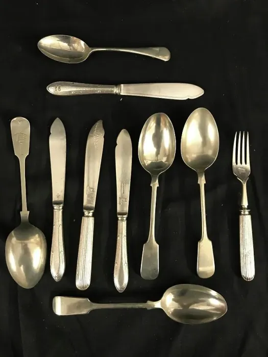 Framed Print : White Star Line - collection of cutlery Framed Print : White Star Line - collection of cutlery