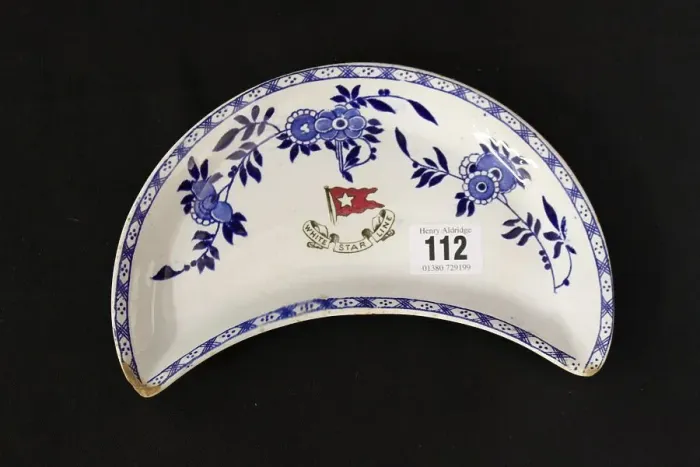 Framed Print : White Star Line - Delft salad crescent dish Framed Print : White Star Line - Delft salad crescent dish