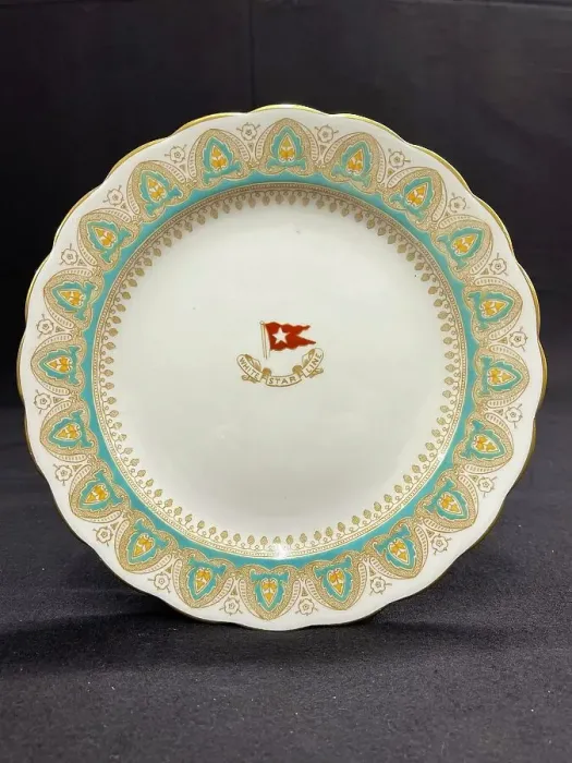 Framed Print : White Star Line, First Class gothic arch dinner plate Framed Print : White Star Line, First Class gothic arch dinner plate