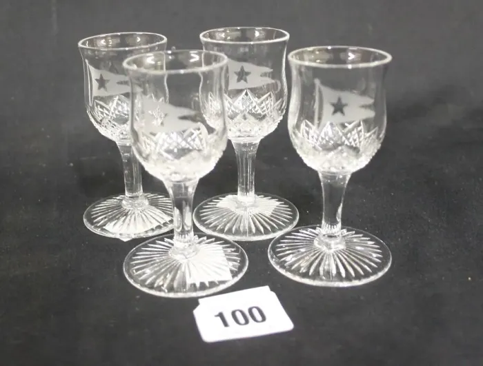 Framed Print : White Star Line - four First Class sherry glasses
