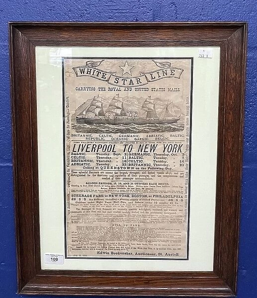 White Star Line, Liverpool to New York poster