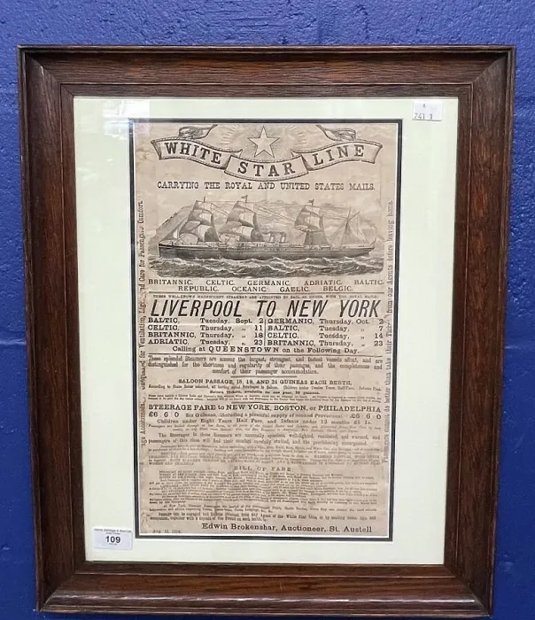 Framed Print : White Star Line, Liverpool to New York poster Framed Print : White Star Line, Liverpool to New York poster
