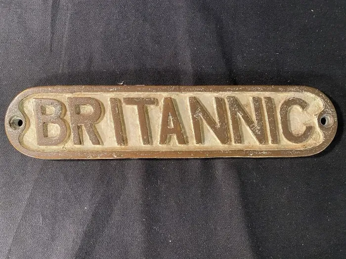 Framed Print : White Star Line, MV Britannic - brass lifeboat nameplate Framed Print : White Star Line, MV Britannic - brass lifeboat nameplate