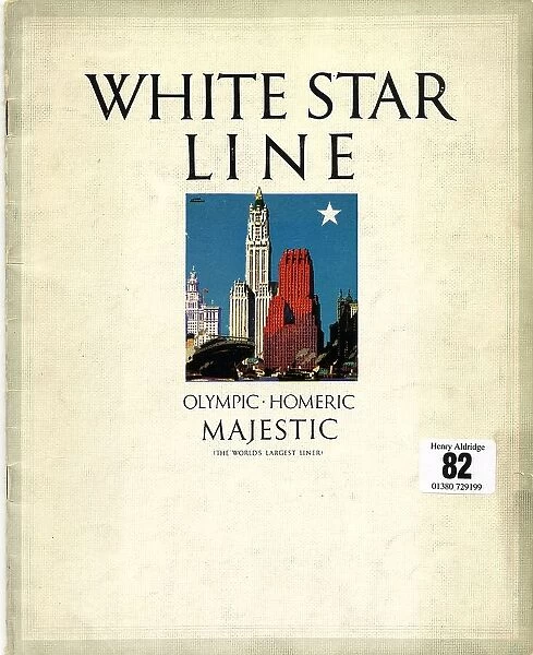 White Star Line, Olympic, Homeric, Majestic, cover design