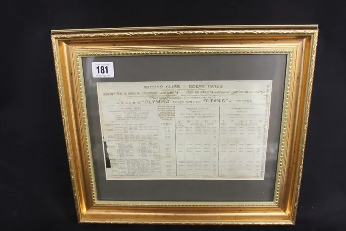 Framed Print : White Star Line, Olympic and Titanic, second class rates Framed Print : White Star Line, Olympic and Titanic, second class rates