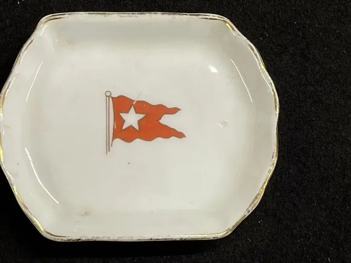 Framed Print : White Star Line, pin tray with red flag logo Framed Print : White Star Line, pin tray with red flag logo