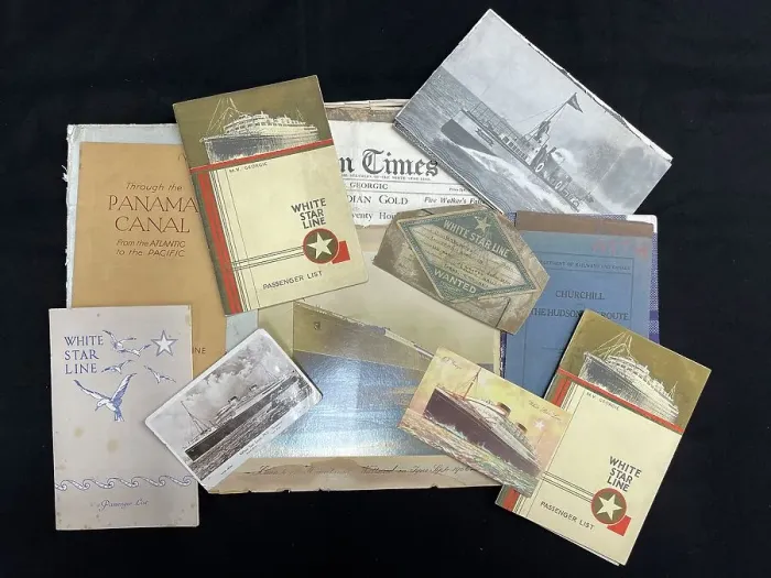 Framed Print : White Star Line, printed ephemera, Georgic and Britannic Framed Print : White Star Line, printed ephemera, Georgic and Britannic