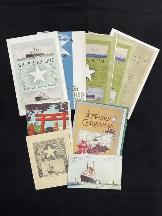 Framed Print : White Star Line, printed ephemera, passenger lists, menus Framed Print : White Star Line, printed ephemera, passenger lists, menus