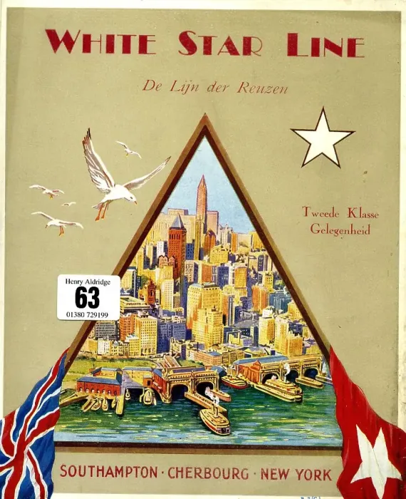 Framed Print : White Star Line, promotional artwork in Dutch