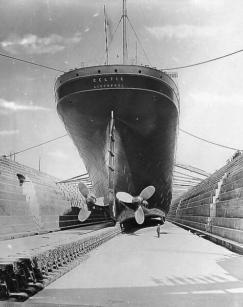 White Star Line RMS Celtic in dry dock early 1900s