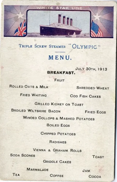 Framed Print : White Star Line, RMS Olympic - breakfast menu Framed Print : White Star Line, RMS Olympic - breakfast menu