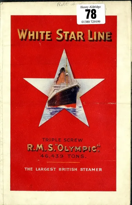 Framed Print : White Star Line, RMS Olympic, brochure cover design Framed Print : White Star Line, RMS Olympic, brochure cover design