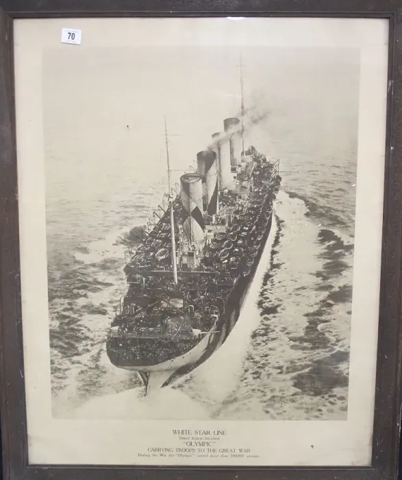 Framed Print : White Star Line, RMS Olympic, carrying troops, WW1 Framed Print : White Star Line, RMS Olympic, carrying troops, WW1