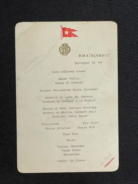 Framed Print : White Star Line, RMS Olympic, dinner menu card Framed Print : White Star Line, RMS Olympic, dinner menu card