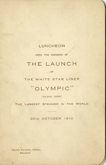 Framed Print : White Star Line - RMS Olympic launch menu Framed Print : White Star Line - RMS Olympic launch menu