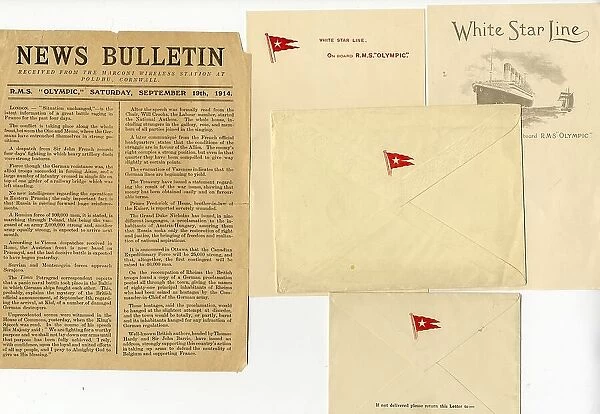 White Star Line, RMS Olympic - News Bulletin and stationery
