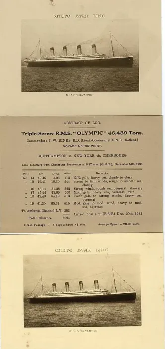Framed Print : White Star Line, RMS Olympic - two photos, abstract of log Framed Print : White Star Line, RMS Olympic - two photos, abstract of log