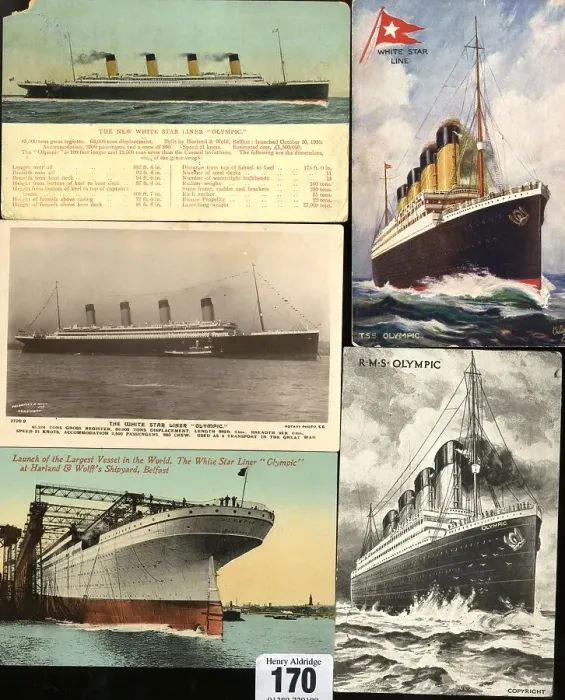 Framed Print : White Star Line, RMS Olympic, five postcards Framed Print : White Star Line, RMS Olympic, five postcards