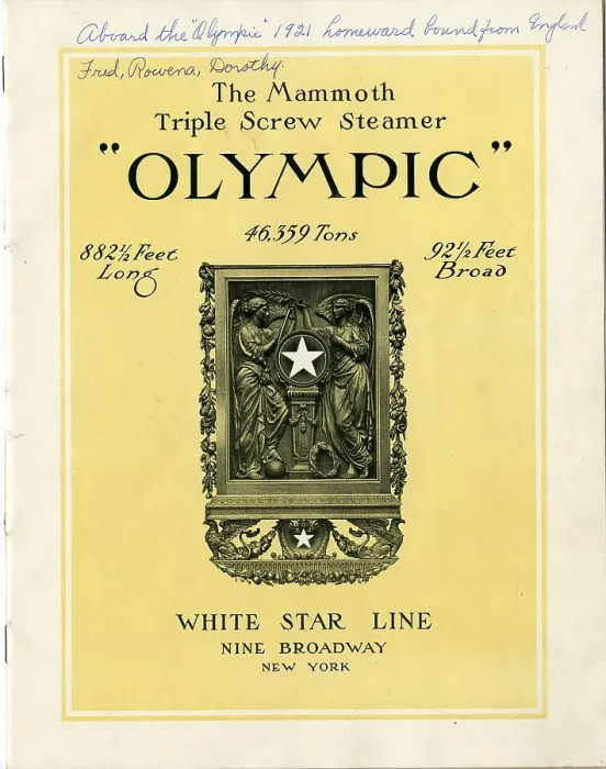 Framed Print : White Star Line, RMS Olympic - promotional brochure Framed Print : White Star Line, RMS Olympic - promotional brochure