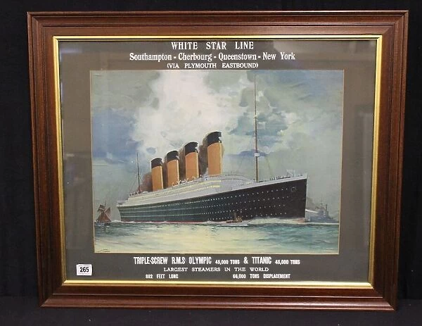 White Star Line, RMS Olympic and Titanic - framed poster