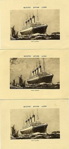 White Star Line, RMS Olympic, three voyage cards