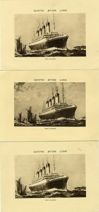 Framed Print : White Star Line, RMS Olympic, three voyage cards Framed Print : White Star Line, RMS Olympic, three voyage cards