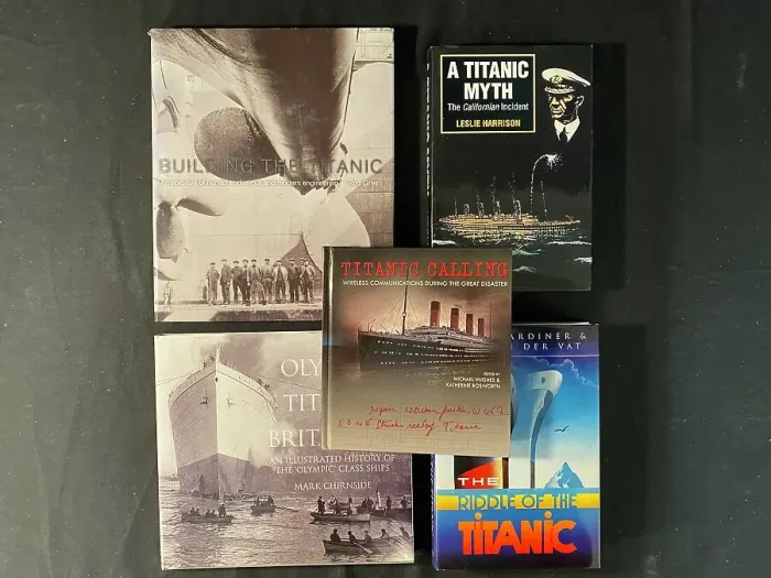 Framed Print : White Star Line, RMS Titanic - five book covers Framed Print : White Star Line, RMS Titanic - five book covers