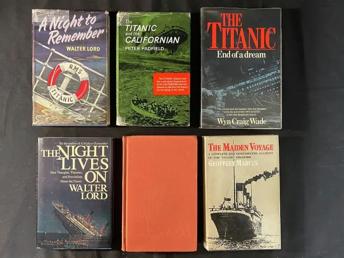 Framed Print : White Star Line, RMS Titanic - six books Framed Print : White Star Line, RMS Titanic - six books