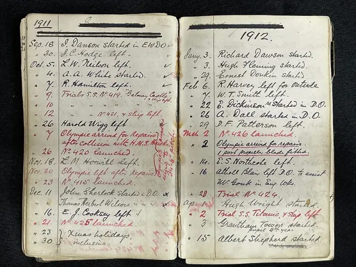 Framed Print : White Star Line, RMS Titanic, Harland and Wolff date book Framed Print : White Star Line, RMS Titanic, Harland and Wolff date book