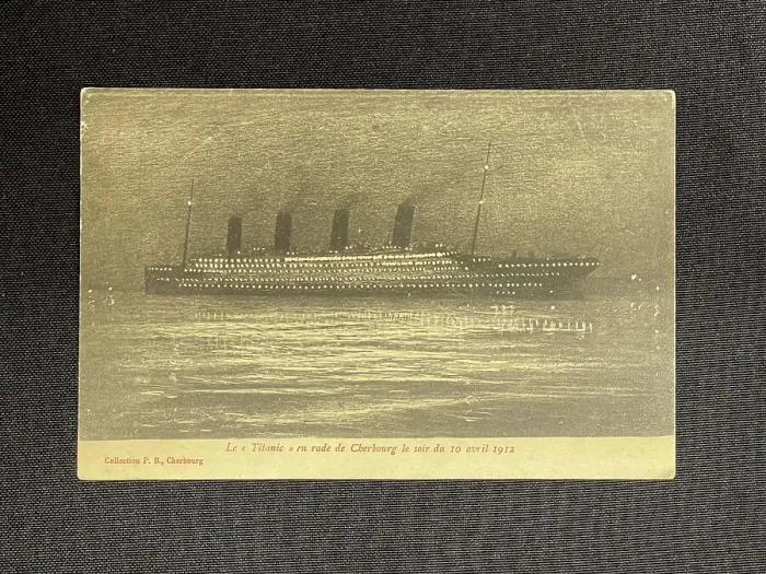 Framed Print : White Star Line, RMS Titanic off Cherbourg, French postcard Framed Print : White Star Line, RMS Titanic off Cherbourg, French postcard