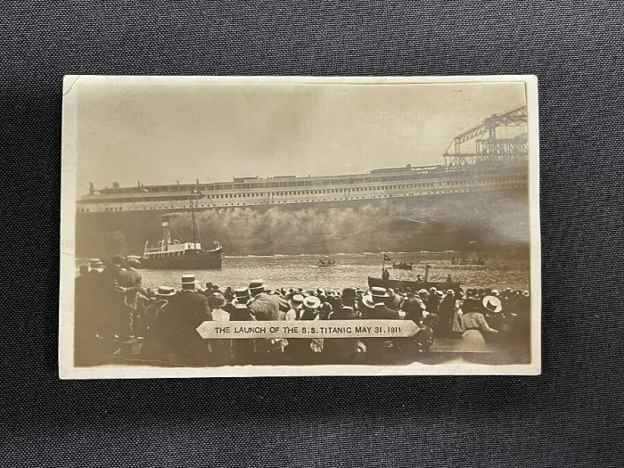 Framed Print : White Star Line, RMS Titanic, postcard of launch Framed Print : White Star Line, RMS Titanic, postcard of launch