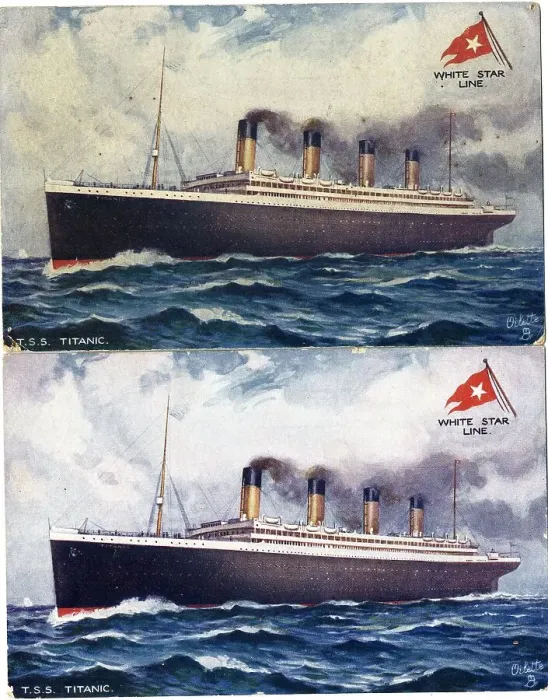Framed Print : White Star Line, RMS Titanic - two postcards Framed Print : White Star Line, RMS Titanic - two postcards