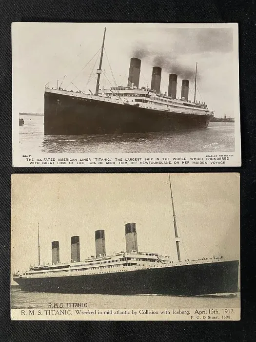 Framed Print : White Star Line, RMS Titanic - two postcards Framed Print : White Star Line, RMS Titanic - two postcards