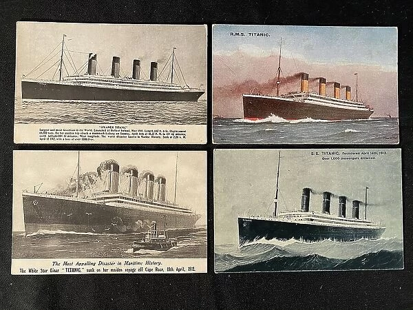 White Star Line, RMS Titanic - four postcards
