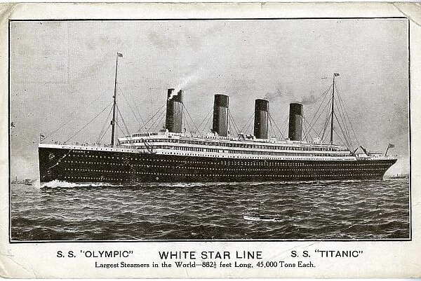 White Star Line, RMS Titanic and RMS Olympic, postcard