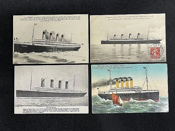White Star Line, RMS Titanic, set of four postcards