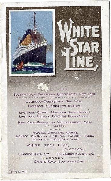 White Star Line, schedule of sailings