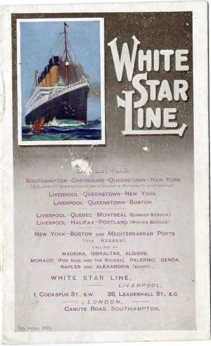 Framed Print : White Star Line, schedule of sailings Framed Print : White Star Line, schedule of sailings