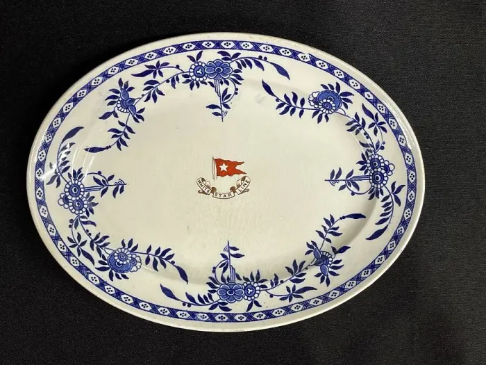 Framed Print : White Star Line, Second Class Delft oval dish Framed Print : White Star Line, Second Class Delft oval dish