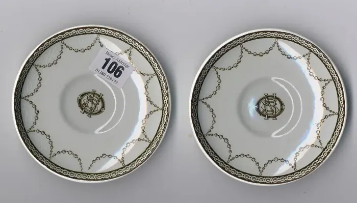 Framed Print : White Star Line - two Stonier and Co demitasse saucers Framed Print : White Star Line - two Stonier and Co demitasse saucers